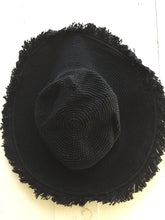 Load image into Gallery viewer, Sun Hat Crochet Ruffle Black | mon ange Louise
