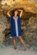 Load image into Gallery viewer, Bali Short Kaftan Navy - mon ange Louise
