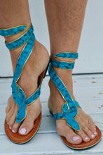 Load image into Gallery viewer, Sandal Snake Turquoise | mon ange Louise
