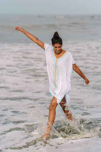 Bali Short Kaftan White | mon ange Louise